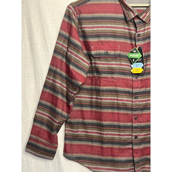 NWT G.H. Bass & Co Striped Button-Up Shirt 2X-Large Red/Gray Long Sleeve Casual - Picture 6 of 16